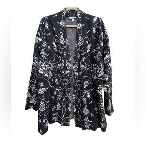 Charter Club Women's 3X  P2P:28" L:32”  Jacquard Warm Cardigan Sweater B&W.